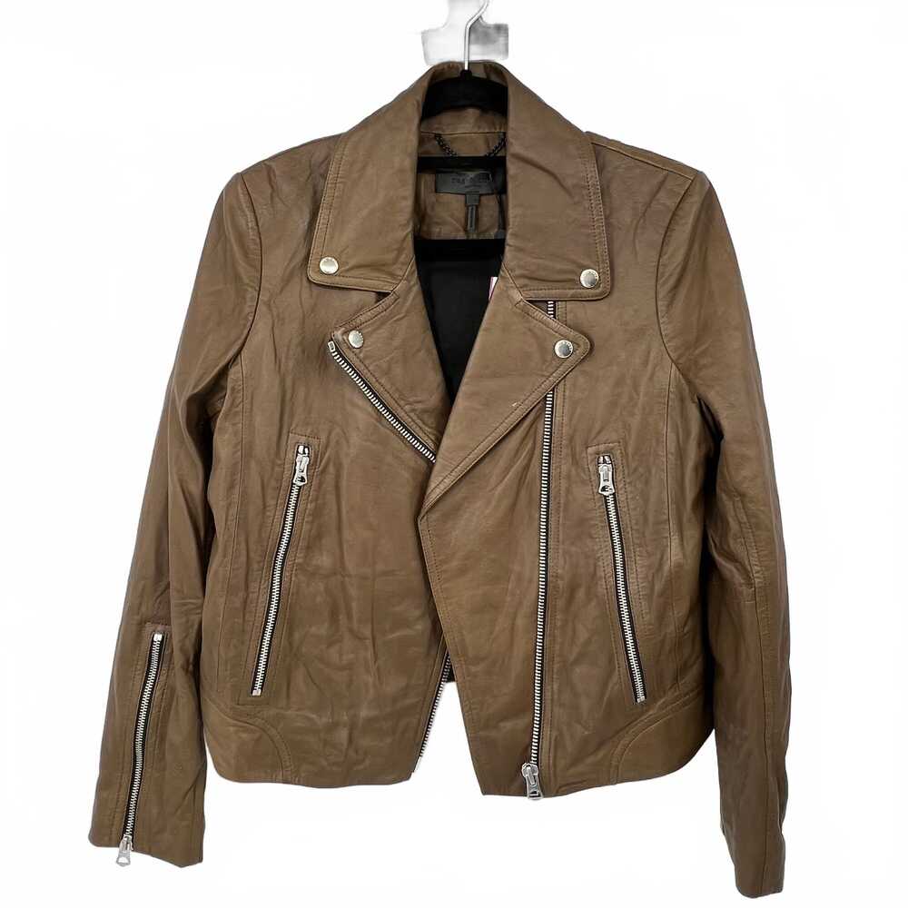 rag & bone Mack Moto Leather Jacket Brown | Women’s L Regular
